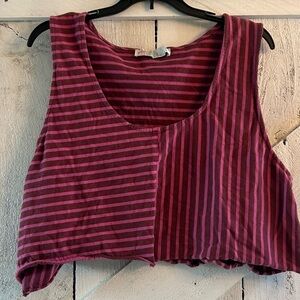 Free People Striped Sleeveless Crop Top - Pink and Purple